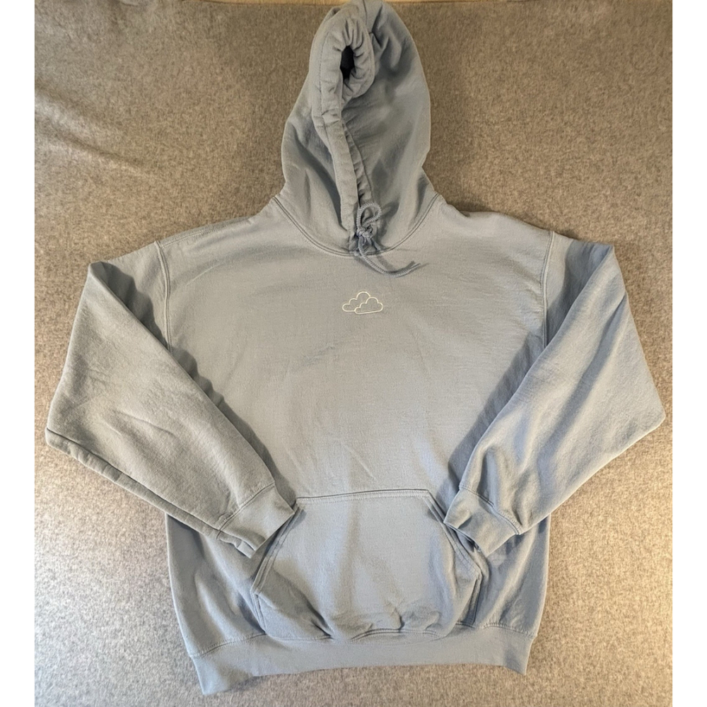 Akonna Cloud Logo Hoodie Sweatshirt Mens Large Blue Pullover 80/20‎ Cotton